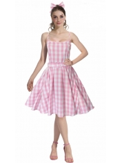 80s Pink Gingham Doll Costume - Womens 80s Costume